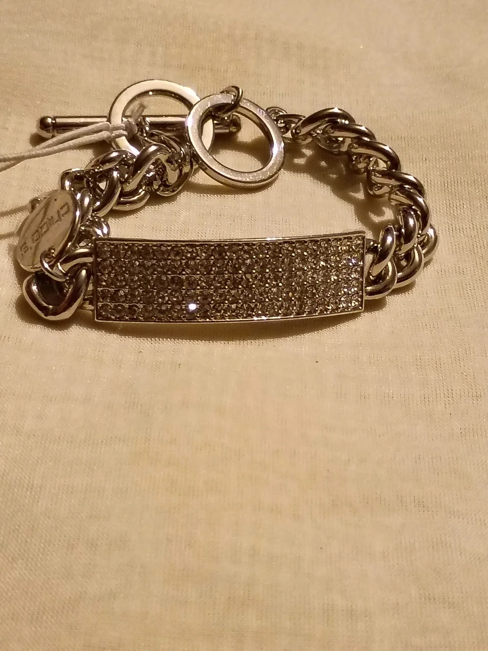 Chico Silver Crystal Pavé Bar Toggle Bracelet